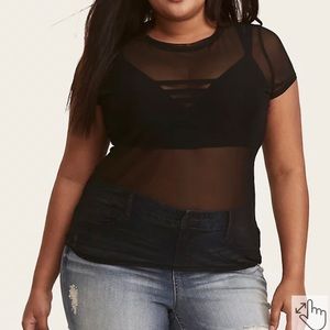 NWT TORRID Black Mesh Tee